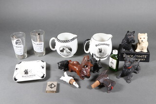 A pair of Shelley Black and White Scotch Whisky advertising jug, a quantity of other Black and White Scotch Whisky advertising items 