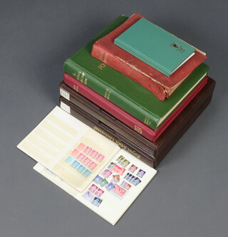 Two Universal albums of Elizabeth II mint and used GB stamps, an Ideal standard album of Commonwealth used stamps, red Stanley Gibbons album of mint and used GB stamps, Standard album of world stamps, 2 small stock books of GB stamps and an empty stock book 