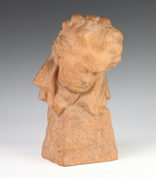 An earthen ware bust of Beethoven 30cm 