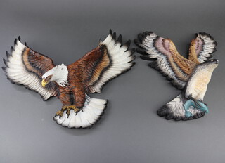 After Ray Bossons, a resin wall plaque decorated an American Bald Eagle 50cm x 54cm and 1 other 40cm x 36cm 
