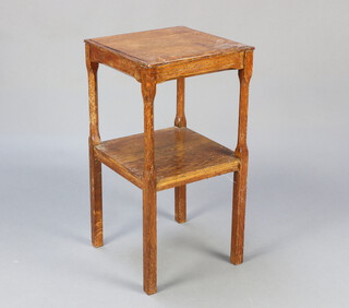 A light oak square 2 tier occasional table 66cm h x 34cm w x 34cm d 