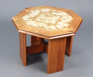 A Mid-Century G-Plan octagonal teak and tiled top occasional table 42cm h x 56cm w x 56cm d 
