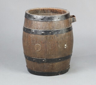 A coopered barrel 35cm h x 23cm diam. marked Richard Fischer 