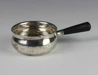 A Copenhagen silver brandy warmer with turned wood handle by Jens Sigsgaard 1933, the bowl 8cm 