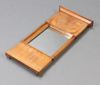 A 19th Century Biedermeier style rectangular plate pier mirror contained in a walnut frame with moulded cornice 59cm h x 30cm w x 6cm d 
