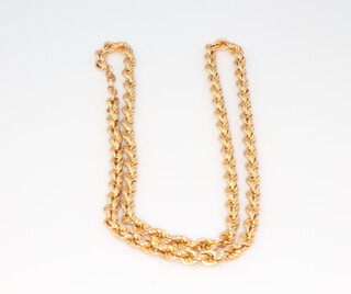 A 9ct yellow gold rope twist necklace, 44cm, 7 grams 