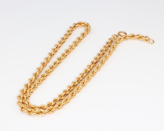 A 9ct yellow gold rope twist necklace, 5 grams, 40cm 
