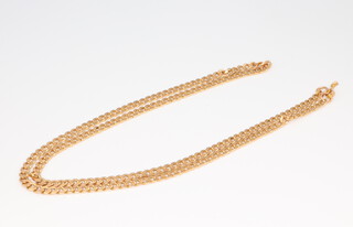 A yellow metal flat link necklace 12.7 grams, 49cm 