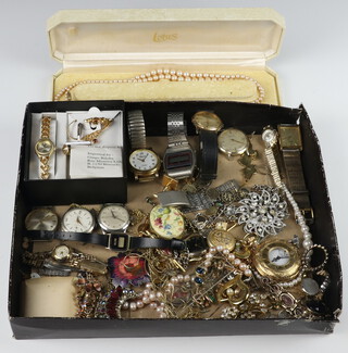 A collection of minor costume jewellery and watches 