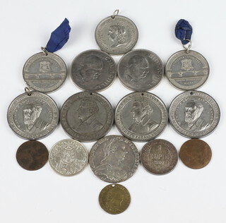 A Marie Terese crown and minor commemorative medallions and coins 