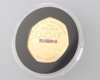 A 2019, 22ct gold 75th D Day Anniversary gold 50 pence coin  