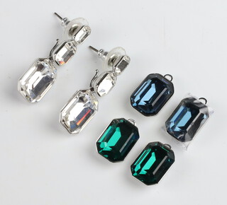 A pair of Swarovski Crystal ear drops and two additional pairs of drop earrings