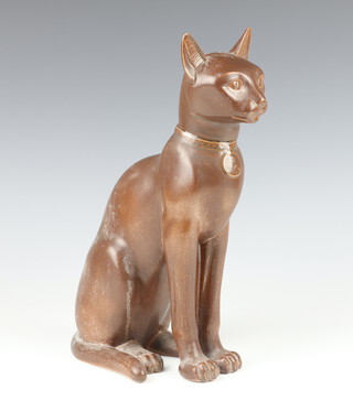 A rare Lladro brown glazed model of an Egyptian cat by Vicente Martinez (1983-1985) with printed and impressed marks 35cm 