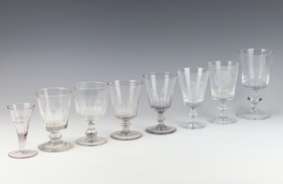 An engraved presentation glass goblet and 7 other glasses 