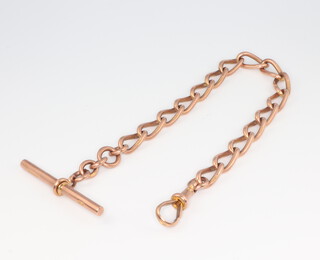 A 9ct yellow gold Albert with T bar and clasp, 24.9 grams 