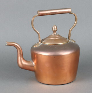 A Victorian country house copper kettle marked North Room with acorn finial 24cm h x 14cm 