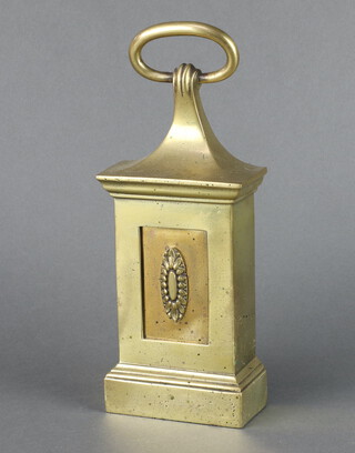 William Tonks, a Victorian brass door stop with oval panel decoration 29cm x 10cm x 5cm 