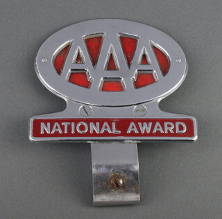 An American Automobile Association AAA National Award chrome radiator badge 10cm x 11cm .
 