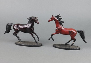 Franklin Mint, after Gill Parker, a bronze figure "Godolphin Arab" for the National Horse Racing Museum, 14cm x 13cm x 5cm and 1 other painted bronze figure of a horse 14cm x 12cm x 5cm (some damage to the paint work) 