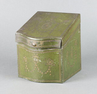 A Huntley and Palmer gilt metal biscuit tin in the form of a Georgian knife box 16cm x 14cm x 16cm 