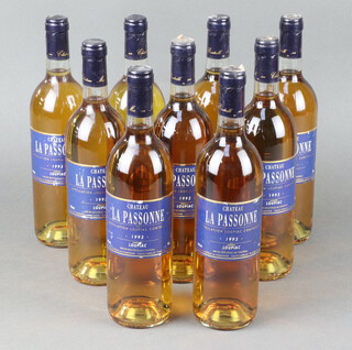 Nine bottles of 1993 Chateau La Passonne Loupiac dessert wine 