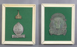 A 19th Century embossed metal Insurance mark Fire and Life Farmers 27cm x 21cm, together with a cast lead Insurance mark 19cm x 16cm and 1 other 10cm x 7cm 
