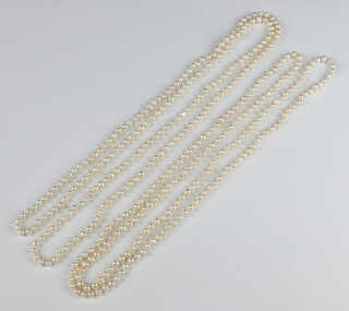 Two strands of cultured pearls each 120cm