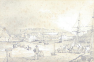 L E Reed 1939, pencil and chalk, "Torquay from the Pier" 17cm x 25cm  