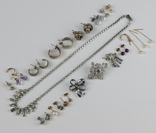A paste necklace and minor silver and other jewellery 