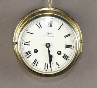 Schatz, Royal Mariner, a German 8 day striking ward room clock with 13cm dial contained in a gilt case 9cm x 8cm 
