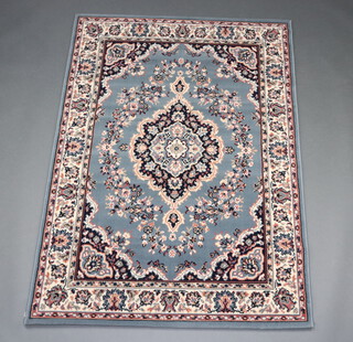A blue and black ground Persian style machine made rug with central medallion 167cm x 120cm  