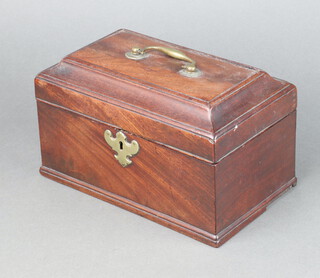 A Georgian rectangular mahogany caddy with moulded top and hinged lid 12cm h x 23cm w x 14cm d 