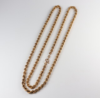 A 9ct yellow gold rope twist necklace, 64cm, 9.5 grams 