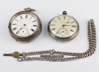 A Continental 935 silver keywind pocket watch, ditto and a silver Albert 