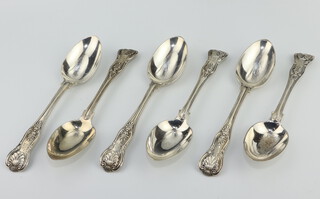 Six Victorian silver Kings Pattern dessert spoons London 1873, 384 grams 
