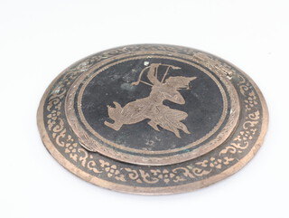 A Thai silver and enamelled circular compact 7cm 

