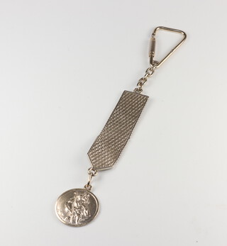 A white metal 750 key fob with St Christopher terminal 21.8 grams