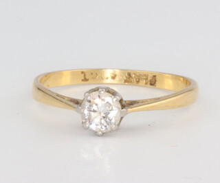 A yellow metal single stone brilliant cut diamond ring 0.5ct