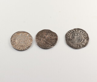 A Henry III penny Bury St Edmunds Mint 1.65 grams, a John short cross penny Durham Mint 1.45 grams and a Henry III short cross penny 1.35 grams