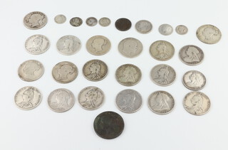 A Victorian half crown and other pre 1947 coinage 282 grams 