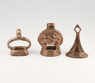 A 19th Century gilt carved Carnelian seal and 2 others 