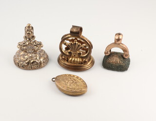A 19th Century carved hardstone seal and 3 others 