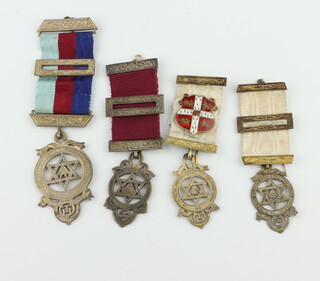 Four silver Masonic Royal Arch chapter jewels 