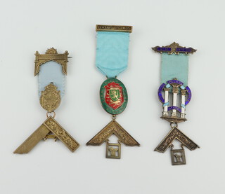 Three silver Masonic Past Masters jewels The Three Pillars Lodge 4867, Sarnia Riduna Lodge 5840 and 1 other 