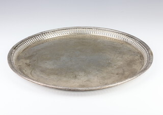 A Russian silver circular tray with pierced rim 35cm, 1360 grams 
