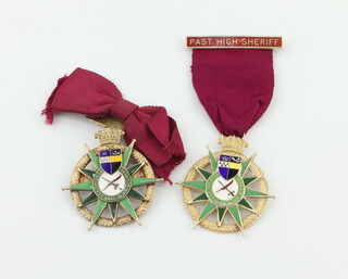 A silver gilt and enamelled Past High Sheriff of Surrey jewel together with a Consort jewel 