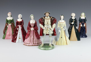 A Coalport group of porcelain figures, The Royal Collection, King Henry VIII and his Six Wives modelled by Robert Worthington 19cm 