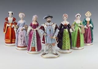 A set of Sitsendforf figures - Henry VIII and his six wives 19cm 