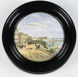 A Victorian Prattware pot lid - Nelson Crescent Ramsgate, framed 13cm 