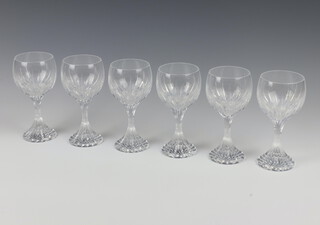 A set of 6 Baccarat Massena pattern small wine glasses 16cm, boxed 